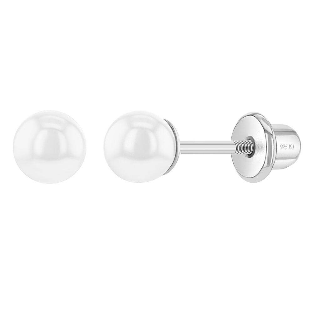 Classic Freshwater 3-5mm Cultured Pearl Baby Children Screw Back Earrings - Trendolla Jewelry