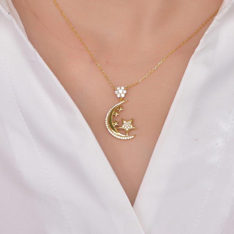 Moon And Star Necklace - Trendolla Jewelry