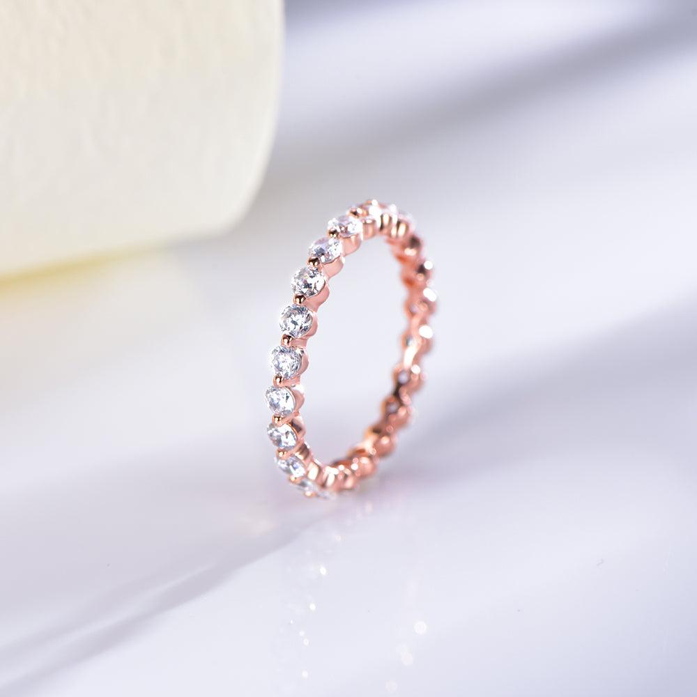 Rose Gold Plated Cubic Zirconia Diamond Women Band Eternity Ring - Trendolla Jewelry